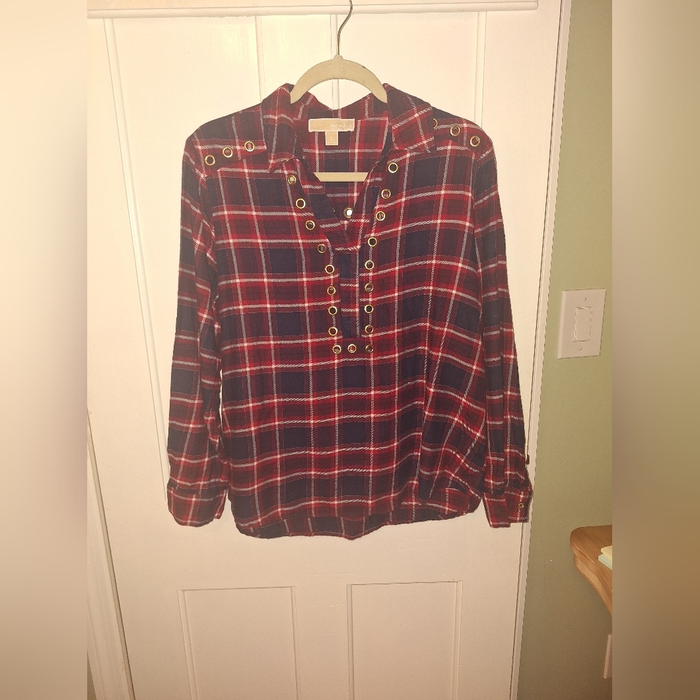 Michael Kors Flannel w/ Eyelet Details